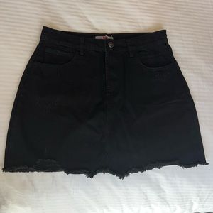 BuddyLove Distressed Black Denim Skirt